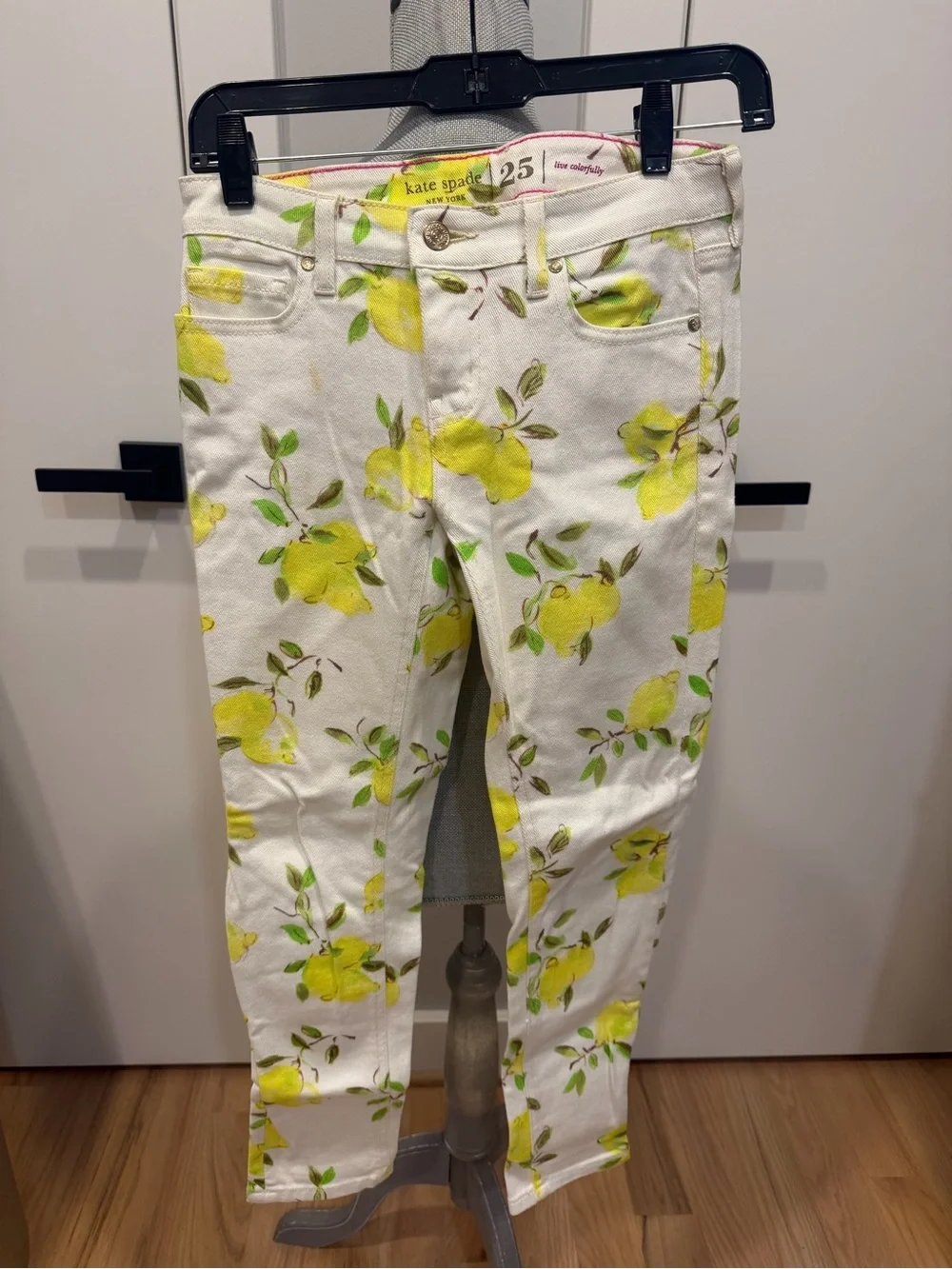 Kate Spade New York Lemon Print Skinny Jeans Pants Size 25
